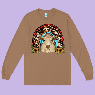 Charolais  Rainbow Long Sleeve Tee Designed By Jahusdesignshop