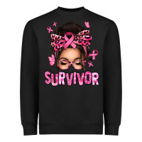 Black breast cancer survivor afro messy bun Heavyweight Sweatshirt - texasbilliewilder