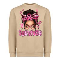 Mushroom breast cancer survivor afro messy bun Heavyweight Sweatshirt - texasbilliewilder