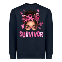 Navy breast cancer survivor afro messy bun Heavyweight Sweatshirt - texasbilliewilder