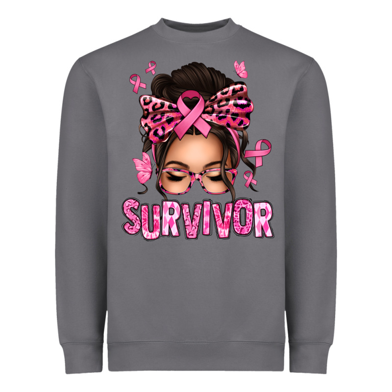 Breast Cancer Survivor Afro Messy Bun Heavyweight Sweatshirt by texasbilliewilder | Teevron