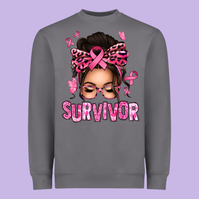 Breast Cancer Survivor Afro Messy Bun Heavyweight Sweatshirt Designed By Texasbilliewilder