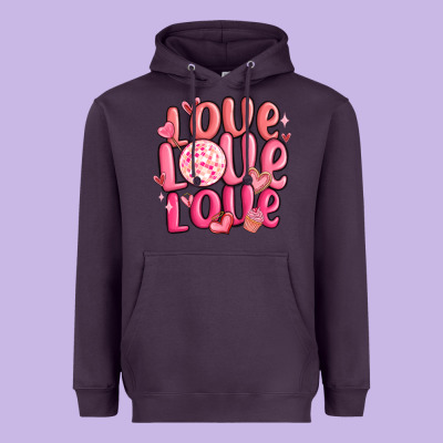 Love Love Love Valentines Day Heavyweight Hoodie Designed By Maliassmallbusiness