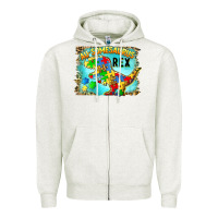 Oatmeal Heather au somesaurus rex Zipper Hoodie - BarkalooDesign