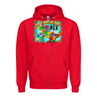 Red au somesaurus rex Zipper Hoodie - BarkalooDesign