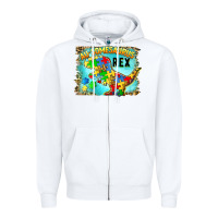 White au somesaurus rex Zipper Hoodie - BarkalooDesign