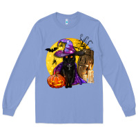 Colony Blue black witch cat coffin and moon Long Sleeve Tee - BundleAndBundleShop