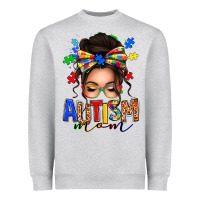 Heather Grey autism mom afro messy bun Heavyweight Sweatshirt - texasbilliewilder