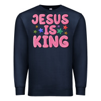 Navy jesus is king Premium Sweatshirt - MaliasSmallBusiness