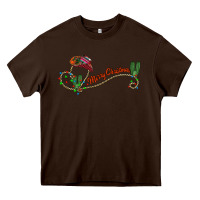 Chocolate Brown merry christmas western Heavy Core Tee - CowhideDigitalArt