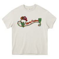 Cream merry christmas western Heavy Core Tee - CowhideDigitalArt