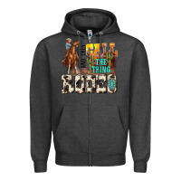 Charcoal Heather and they call the thing rodeo Zipper Hoodie - NancyCooperArtShop