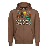 Chestnut and they call the thing rodeo Zipper Hoodie - NancyCooperArtShop