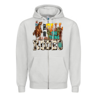 Dove Grey and they call the thing rodeo Zipper Hoodie - NancyCooperArtShop