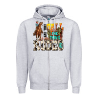 Heather Grey and they call the thing rodeo Zipper Hoodie - NancyCooperArtShop