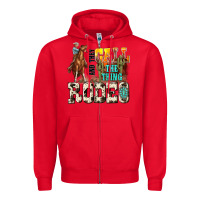 Red and they call the thing rodeo Zipper Hoodie - NancyCooperArtShop