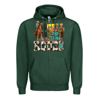Sports Green and they call the thing rodeo Zipper Hoodie - NancyCooperArtShop