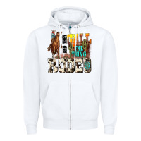 White and they call the thing rodeo Zipper Hoodie - NancyCooperArtShop