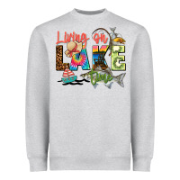 Heather Grey living on lake time Heavyweight Sweatshirt - Zillion Design Studio