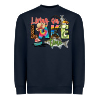 Navy living on lake time Heavyweight Sweatshirt - Zillion Design Studio