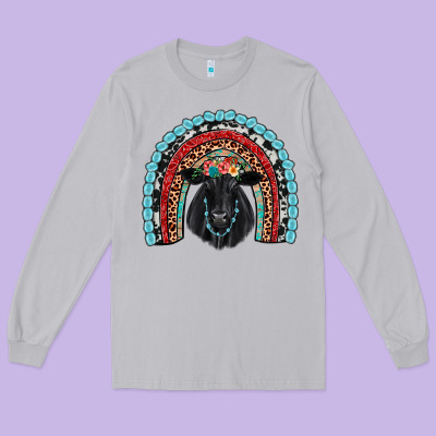 Black Angus  Rainbow Long Sleeve Tee Designed By Jahusdesignshop