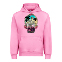 Fuchsia Pink summer skeleton cocktail Urban Hoodie - NancyCooperArtShop