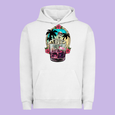Summer Skeleton Cocktail Urban Hoodie Designed By Nancycooperartshop