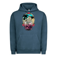 Pigment Midnight Navy summer skeleton cocktail Urban Hoodie - NancyCooperArtShop