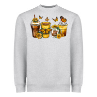 Heather Grey butterfly coffee cups Heavyweight Sweatshirt - Zillion Design Studio