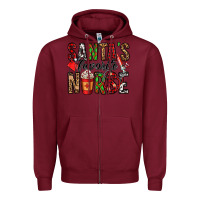 Burgundy santa's favorite nurse Zipper Hoodie - Jasminsmagicworld