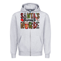 Heather Grey santa's favorite nurse Zipper Hoodie - Jasminsmagicworld