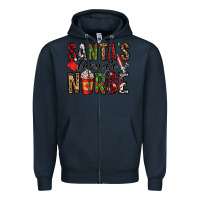 Navy santa's favorite nurse Zipper Hoodie - Jasminsmagicworld