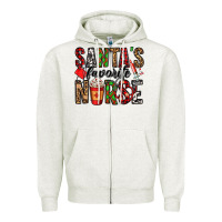 Oatmeal Heather santa's favorite nurse Zipper Hoodie - Jasminsmagicworld