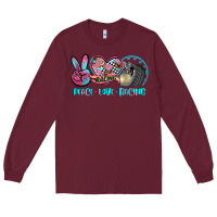 Burgundy peace love racing Long Sleeve Tee - AdoDesignShop