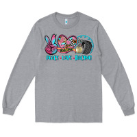 Heather Grey peace love racing Long Sleeve Tee - AdoDesignShop