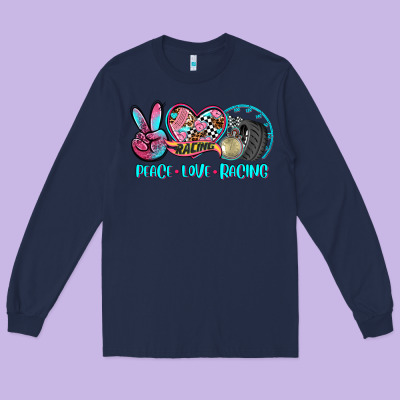Peace Love Racing Long Sleeve Tee Designed By Adodesignshop