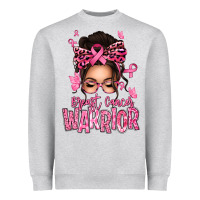 Heather Grey brest cancer warrior afro messy bun Heavyweight Sweatshirt - texasbilliewilder