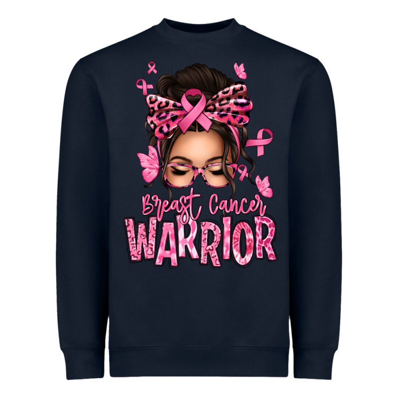Brest Cancer Warrior Afro Messy Bun Heavyweight Sweatshirt by texasbilliewilder | Teevron