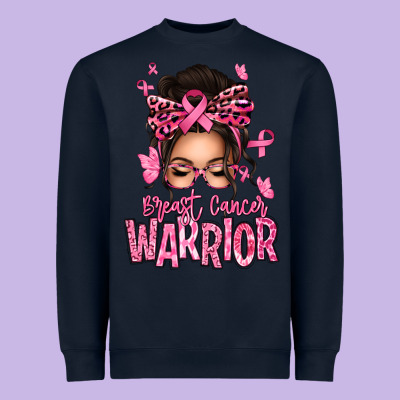 Brest Cancer Warrior Afro Messy Bun Heavyweight Sweatshirt Designed By Texasbilliewilder
