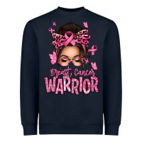 Navy brest cancer warrior afro messy bun Heavyweight Sweatshirt - texasbilliewilder