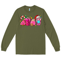 Army Green pink christmas coffee cups Long Sleeve Tee - AdoDesignShop
