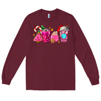 Burgundy pink christmas coffee cups Long Sleeve Tee - AdoDesignShop