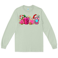 Matcha pink christmas coffee cups Long Sleeve Tee - AdoDesignShop