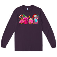 Plum pink christmas coffee cups Long Sleeve Tee - AdoDesignShop