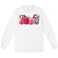 White pink christmas coffee cups Long Sleeve Tee - AdoDesignShop