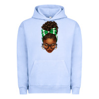 Pigment Grape Ice Afro Messy Bun Green and White Bow Urban Hoodie - texasbilliewilder