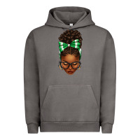 Pigment Tornado Afro Messy Bun Green and White Bow Urban Hoodie - texasbilliewilder