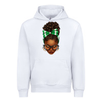 White Afro Messy Bun Green and White Bow Urban Hoodie - texasbilliewilder
