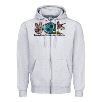 Heather Grey peace love triceratops horridus Zipper Hoodie - LillyAllenDesigns