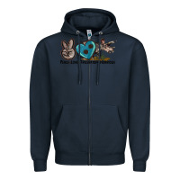 Navy peace love triceratops horridus Zipper Hoodie - LillyAllenDesigns